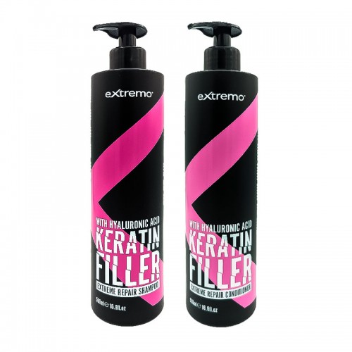 Набор Extremo Keratin Filler Repair шампунь и кондиционер для восстановления волос с кератином (EX428/ЕХ431) 2х300 г (разлив)