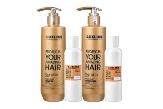 Набор Luxliss Keratin Smoothing Daily Care кератиновый шампунь и кондиционер для ежедневного использования 2x200 г (разлив)