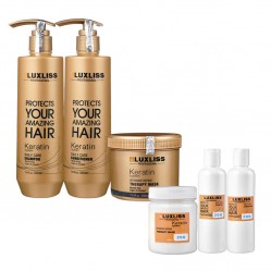 Набор Luxliss Keratin Smoothing Daily Care кератиновый шампунь, кондиционер и маска для ежедневного ухода за волосами 3x200 г (разлив)