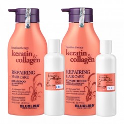 Набор восстанавливающих шампунь и кондиционер с кератином и коллагеном Luxliss Keratin & Collagen Repairing Hair Care 2x200 г (разлив)