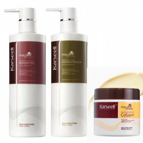 Набор шампунь, кондиционер, маска Karseell Maca Essence: для глубокого увлажнения и восстановления волос 3х500 мл