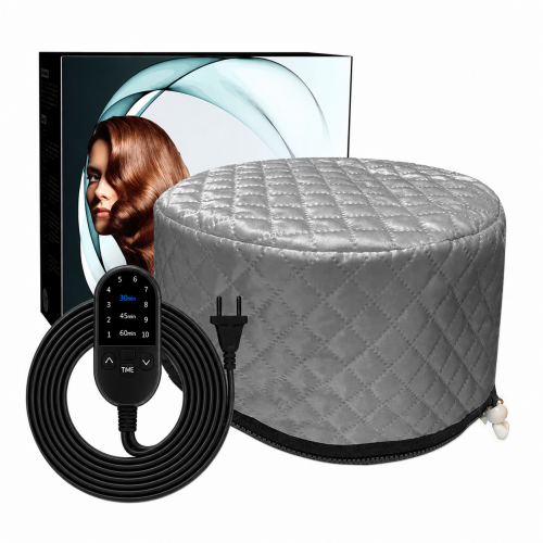 Электрическая термошапка сушуар Happy Hair Lux Spa Cap для масок, ламинирования и лечения волос. серая