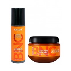 Набір Karseell BNC Argan DUO-3 колагенова маска і незмивний спрей для пошкодженого волосся, 550/200 мл