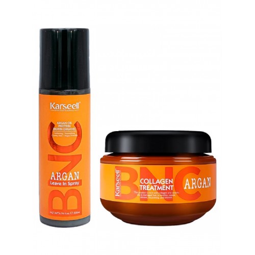 Набор Karseell BNC Argan DUO-3 коллагеновая маска и несмываемый спрей для поврежденных волос, 550/200 мл