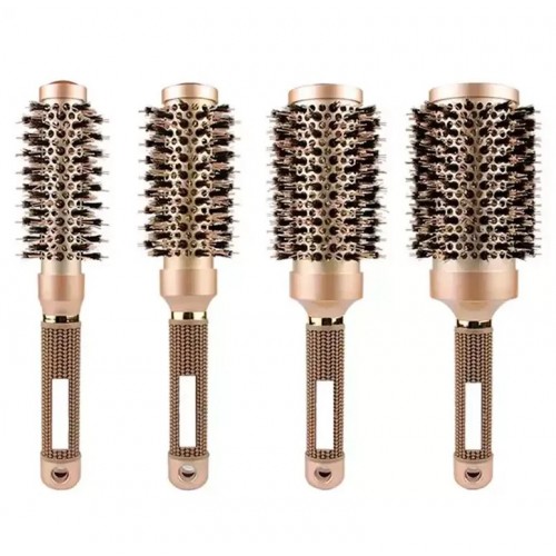 Набір професійних термобрашів для волосся Nano Technology Ceramic Ionic круглих керамічних золотих, 27 см