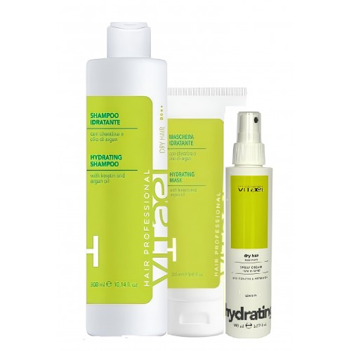 Набор VITAEL Dry Hair TRIO шампунь, маска и термозащита для увлажнения волос, 300/250/150 мл