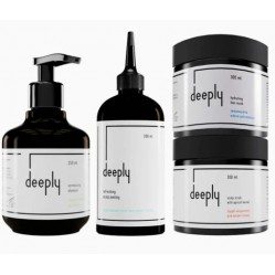 Набор deeply QUAD Balancing Шампунь, Маска, Пилинг и Скраб, для жирной кожи головы и сухих волос 2х300/250/200 мл