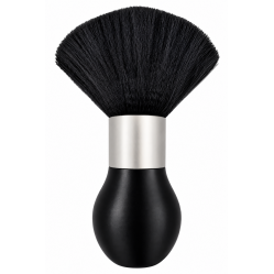 Щітка-змітка волосся з шиї після стрижки Beauty Tools для перукаря барбера срібло кругла чорна щетина 16x5 см