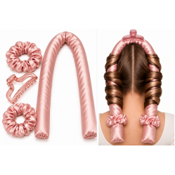 Преміум атласні м'які бігуді Beauty Tools для холодної завивки волосся, обруч-джгут для накрутки волосся, шовкова стрічка пудрові
