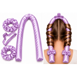 Преміум атласні м'які бігуді Beauty Tools для холодної завивки волосся, обруч-джгут для накрутки волосся, шовкова стрічка лілові