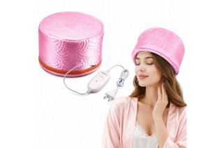 Преміальна електрична тканинна термошапка (сушуар) Beauty Tools для масок, ламінування та лікування волосся рожева