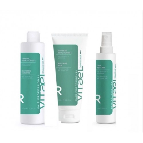 Набір VITAEL DAMAGED Hair Restoring TRIO шампунь, маска, спрей  для відновлення пошкодженного волосся,300/250/150 мл