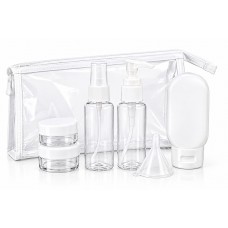 Дорожный набор емкостей для косметики Beauty Tools 9 предметов в прозрачной косметичке, белый
