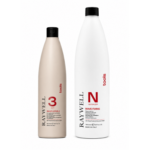 Набор биозавивки Raywell Tools Wave Lotion 3 Soft для повреждённых и обесцвеченных волос RR542+RR543, 500/1000 мл