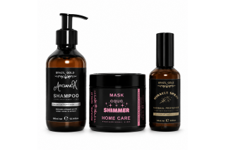Набор Brazil Gold Home Care TRIO шампунь, маска и термозащита для жирной кожи головы и сухих волос 2x300\150 мл