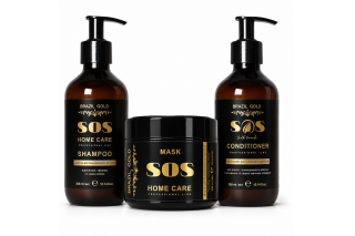 Набор Brazil Gold Home Care TRIO SOS для восстановления поврежденных волос шампунь, маска и кондиционер, 3×300 мл