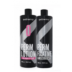 Набір для біозавивки Extremo Perm (Lotion 0 + Fixative) рідина та фіксатор для натурального та жорсткого густого волосся, 150+300 мл (розлив)
