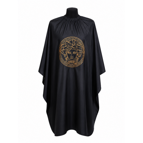 Пеньюар для перукаря Medusa Premium Black, великий розмір, 160×145 см