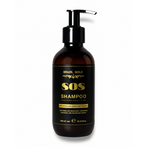 Шампунь Brazil Gold Home Care Sos Shampoo для сухих и поврежденных волос, 300 мл