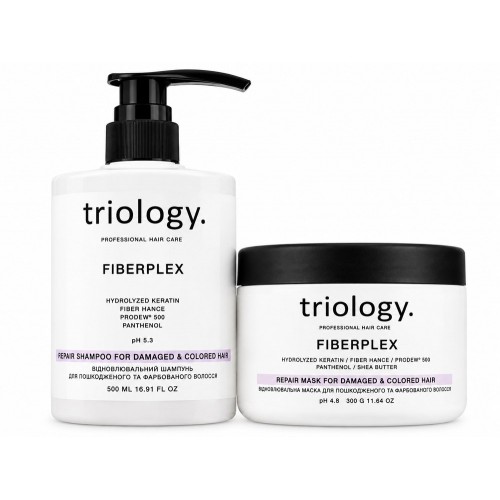 Восстанавливающий набор Triology Fiberplex DUO шампунь и маска для поврежденных и окрашенных волос, 500+330 мл