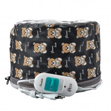 Електрична вінілова термошапка (сушуар) для масок, ламінування та лікування волосся (чорна з мишками)