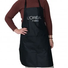 Фартух перукаря водовідштовхувальний з нагрудними кишенями, брендований з логотипом Loreal, чорний