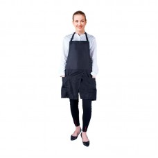 Фартух перукарський з кишенями чорний без малюнка нейлон 75х74 см BWC 22539