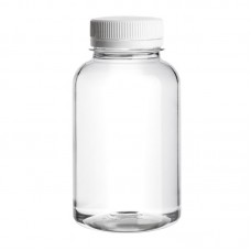 Флакон/баночка з кришечкою для розливу рідких косметичних засобів горловина 38 мм пластикова прозора №6 (200 мл)
