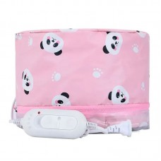 Електрична вінілова термошапка (сушуар) для масок, ламінування та лікування волосся (рожева з пандами).