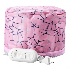 Електрична вінілова термошапка (сушуар) для масок, ламінування та лікування волосся (рожева з павутинкою).