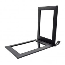 Парикмахерское зеркало для клиента заднего вида прямоугольное раскладное кожзам большое черное 230х320 мм