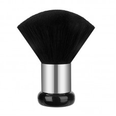 Щетка-сора волос с шеи после стрижки Barber-6 для парикмахера барбера серебро круглая черная щетина 95х39 мм