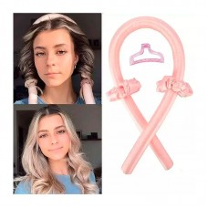 Атласні м'які бігуди для холодної завивки волосся, обруч-джгут для накрутки волосся, рожева шовкова стрічка.