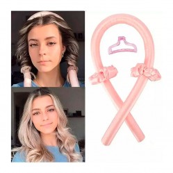 Атласні м'які бігуди для холодної завивки волосся, обруч-джгут для накрутки волосся, рожева шовкова стрічка.