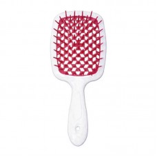 Janeke Продувная широкая расческа для укладки волос и сушки феном Superbrush Plus Hollow Comb белая ручка