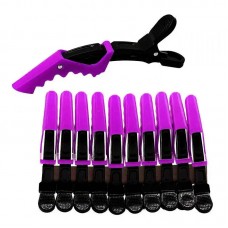 Затискач-крокодил для пластиковий (упаковка 10 шт) чорний з фіолетовим.